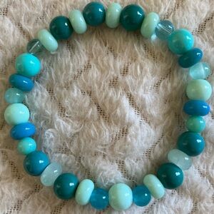 Handmade Blue and Green Beaded Bracelet
